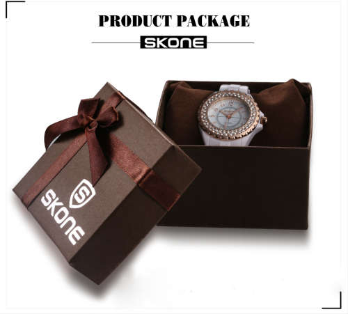 **SKONE BRAND 5003* BIG DIAL* Crystal Splendor Quartz Watch with Ceramic Band* *