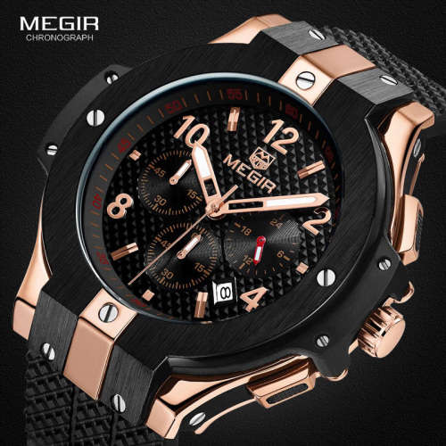 *** Megir (2050)  Brand** Top Watch* New Style  Big Luxury Men Quartz Watch CHRONOGRAPH * 6 HANDS *