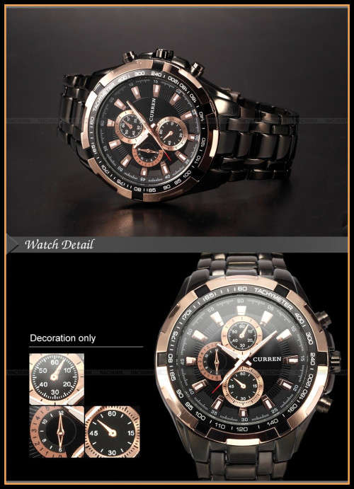 ** ALL STEEL 8023 **  by CURREN®  GOLD & BLACK