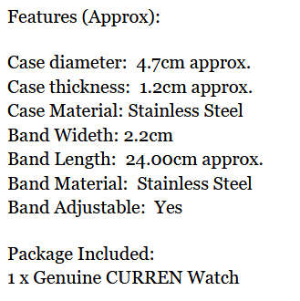 ** ALL STEEL 8023 **  by CURREN®  GOLD & BLACK