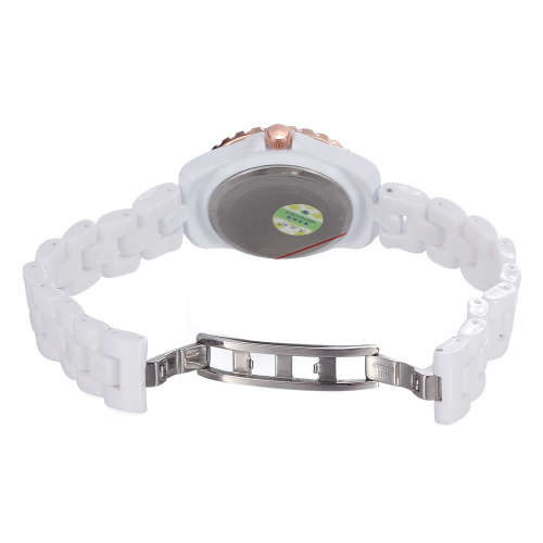 **SKONE BRAND 5003* BIG DIAL* Crystal Splendor Quartz Watch with Ceramic Band* *