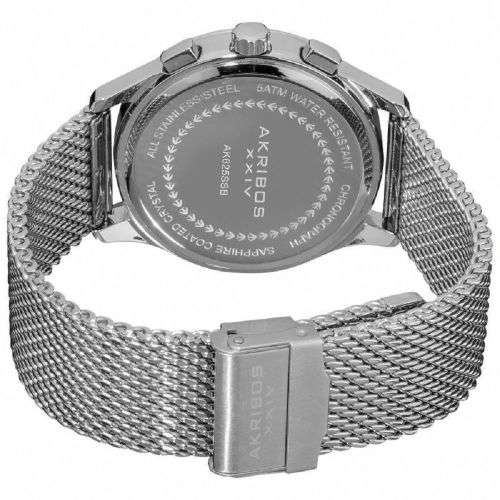 *$695* Men's Akribos XXIV Quartz Sunray Dial Date Genuine Stainless Steel Mesh Strap Watch*