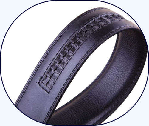 ** Men **Black & Gold Buckle**Black leather  automatic Buckle  Fashion Waist Belt   *