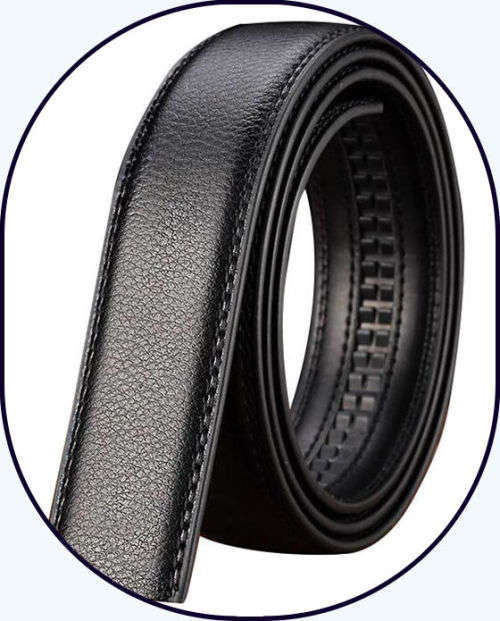 ** Men **Black & Gold Buckle**Black leather  automatic Buckle  Fashion Waist Belt   *