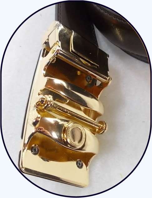 ** Men **Black & Gold Buckle**Black leather  automatic Buckle  Fashion Waist Belt   *