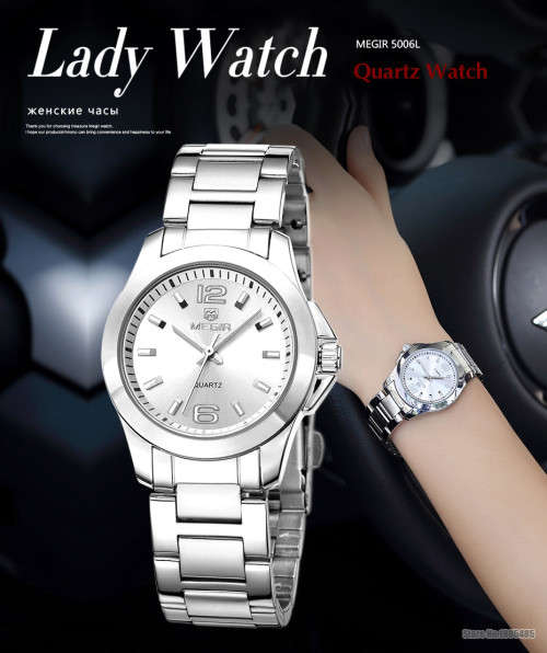Megir 5006L  -Quality Ladies Solid Sturdy Analog Watch * Silver