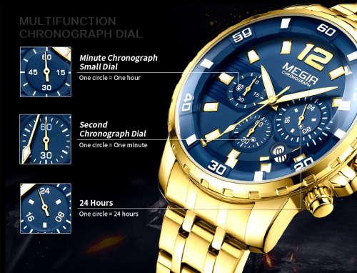 *** Megir 2068 ** Top Watch* New Style Big Luxury Men Quartz Wristwatch CHRONOGRAPH * 6 HANDS *