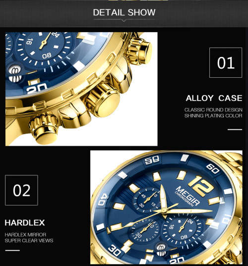 *** Megir 2068 ** Top Watch* New Style Big Luxury Men Quartz Wristwatch CHRONOGRAPH * 6 HANDS *