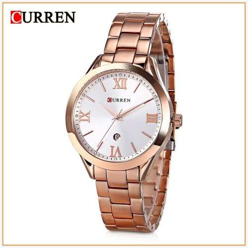 CURREN® 9007 LOVELY ALL STEEL LADIES AUTO DATE ROSE GOLD  QUALITY WATCH* 2 OPTIONS*