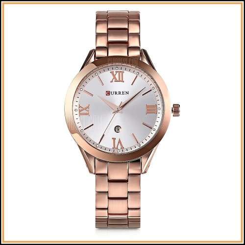 CURREN® 9007 LOVELY ALL STEEL LADIES AUTO DATE ROSE GOLD  QUALITY WATCH* 2 OPTIONS*