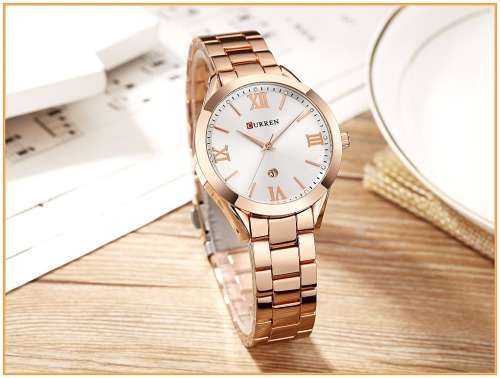 CURREN® 9007 LOVELY ALL STEEL LADIES AUTO DATE ROSE GOLD  QUALITY WATCH* 2 OPTIONS*