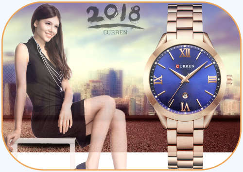 CURREN® 9007 LOVELY ALL STEEL LADIES AUTO DATE ROSE GOLD  QUALITY WATCH* 2 OPTIONS*