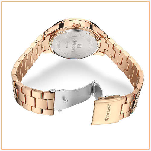 CURREN® 9007 LOVELY ALL STEEL LADIES AUTO DATE ROSE GOLD  QUALITY WATCH* 2 OPTIONS*