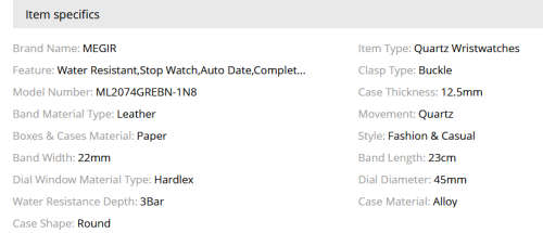 *** Megir Brand**( 2074 ) Top Watch* New Generation Luxury Men * Wristwatch CHRONOGRAPH * 6 HANDS *