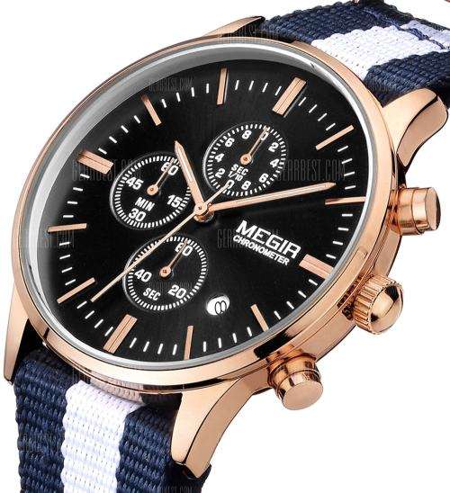 Megir 2011 - Chronograph Watch * 6 HANDS*Nato Canvas Strap* ( 2 OPTIONS )