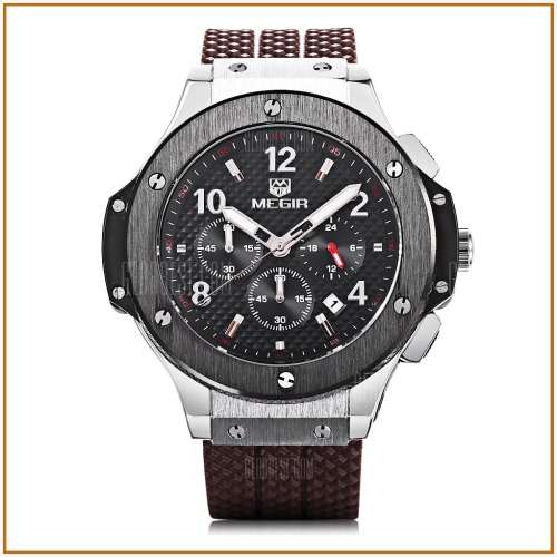 ***  Megir Brand Chronograph Business Mens  Watch ** 6 Hands**Rubber Strap
