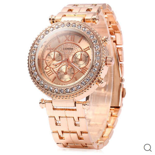 **LADIES  GENEVA CONTENA BIG DIAL DESIGNER STYLE STAINLESS STEEL QUARTZ WATCH**ROSE GOLD