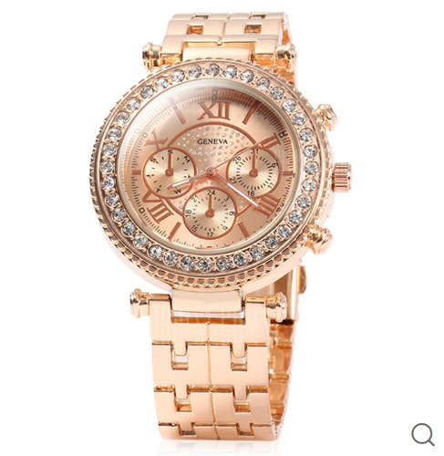 **LADIES  GENEVA CONTENA BIG DIAL DESIGNER STYLE STAINLESS STEEL QUARTZ WATCH**ROSE GOLD