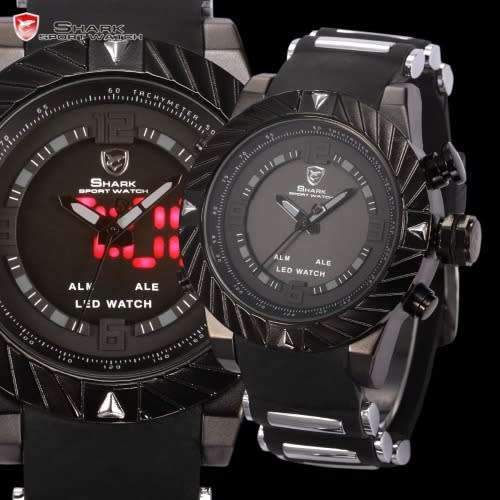 *$70* GOBLIN SHARK** - Men Dual Time Quartz Wrist Watch~ Real Musculine & Big**BOOK,BOX and PAPERS*