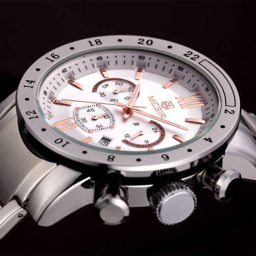 ***  Megir Brand ( 3008)* 6 Hands * Chronograph Business Mens Watch ** ALL STEEL*