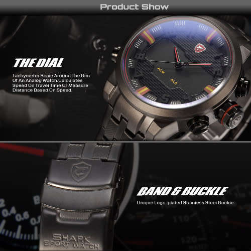 * $99.99 *SHARK*BIG HEAVY* -Luxury Men Digital LED Date Day Quartz Military Sport Wrist Watch