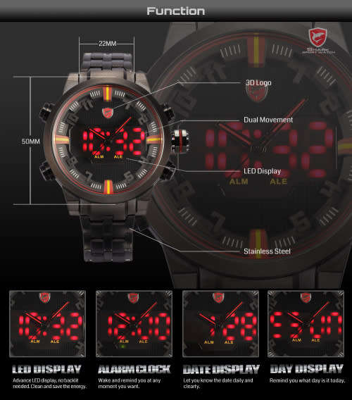 * $99.99 *SHARK*BIG HEAVY* -Luxury Men Digital LED Date Day Quartz Military Sport Wrist Watch