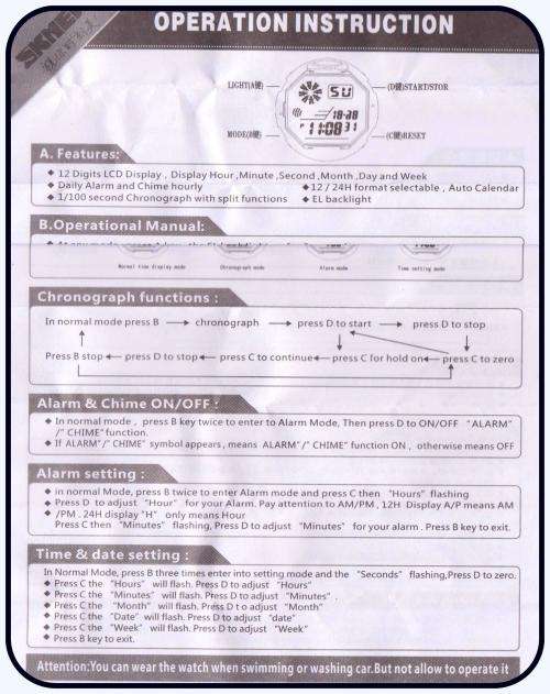 FREE SHIPPING !***SKMEI **Model : 1068  Chronograph Black  Multifunction Watch**