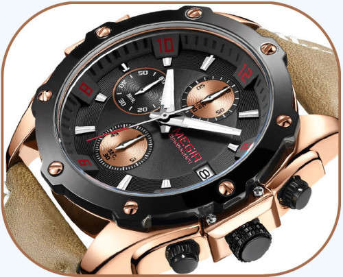 *** Megir Brand**( 2074 ) Top Watch* New Generation Luxury Men * Wristwatch CHRONOGRAPH * 6 HANDS *