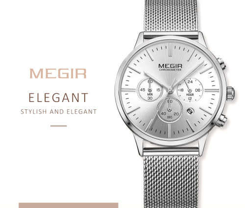 Megir 2011L  - Ladies  Chronograph Watch * 6 HANDS* ROSE GOLD or SILVER