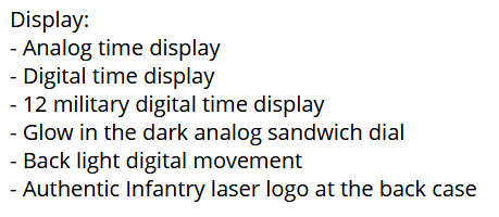 ** Infantry Brand* New  Big Military Men Digital Night view Chronograph Watch*