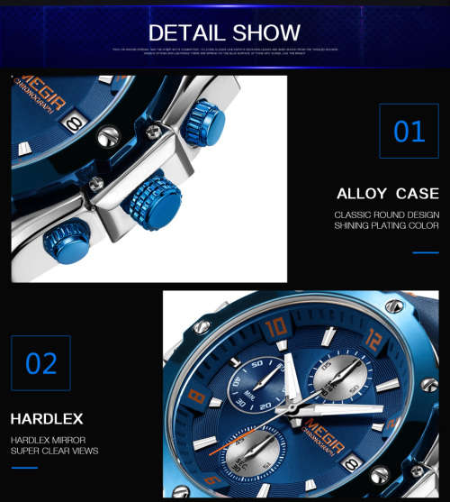 *** Megir Brand**( 2074 ) Top Watch* New Generation Luxury Men * Wristwatch CHRONOGRAPH * 6 HANDS *