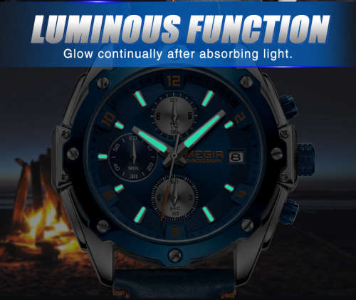 *** Megir Brand**( 2074 ) Top Watch* New Generation Luxury Men * Wristwatch CHRONOGRAPH * 6 HANDS *