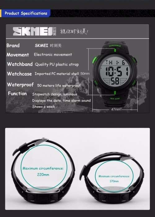 FREE SHIPPING !***SKMEI **Model : 1068  Chronograph Black  Multifunction Watch**