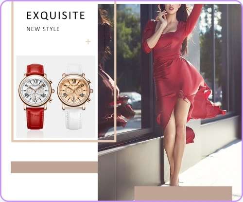 Megir 2058L  - Ladies Lovely Chronograph Watch * 6 HANDS* WHITE LEATHER STRAP*FULL HOUSE!