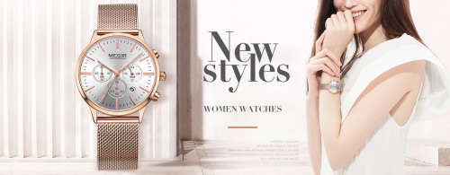 Megir 2011L  - Ladies Lovely Chronograph Watch * 6 HANDS* GOLD