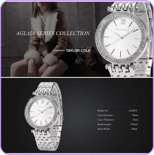 From UK** Magnifisant* Silver Taylor Cole Lady Georgeos Steel Band Luxury Watch*