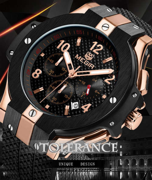 *** Megir (2050)  Brand** Top Watch* New Style  Big Luxury Men Quartz Watch CHRONOGRAPH * 6 HANDS *