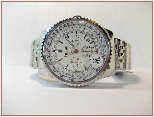 * Megir *Top Watch** All Steel All Silver  Luxury Men* 6 Hands * Quartz Wristwatch CHRONOGRAPH
