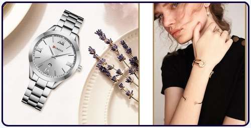 CURREN® 9007 LOVELY ALL STEEL LADIES AUTO DATE SILVER  QUALITY WATCH