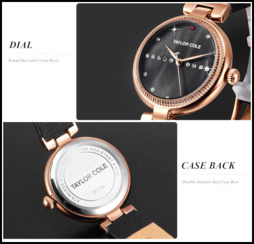 From UK* ($89.00) Magnifisant*Taylor Cole Lady Georgeos Black Leather Band  Luxury Watch*