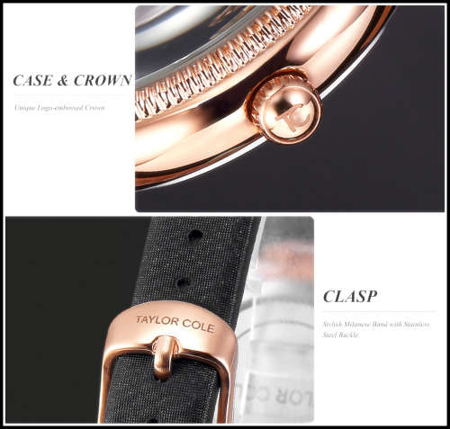 From UK* ($89.00) Magnifisant*Taylor Cole Lady Georgeos Black Leather Band  Luxury Watch*