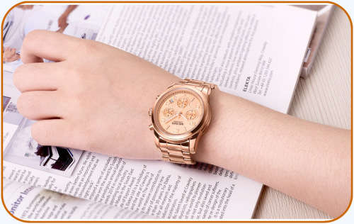 Megir 2057L  -Quality Ladies Solid Sturdy Chronograph Watch * Rose Gold~ 6 Hands