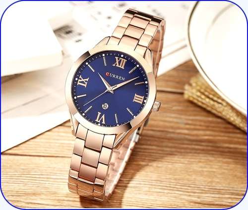 CURREN® 9007 LOVELY ALL STEEL LADIES AUTO DATE ROSE GOLD  QUALITY WATCH* 2 OPTIONS*