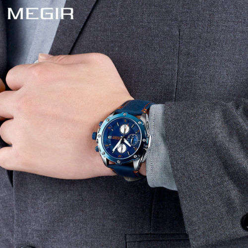 *** Megir Brand**( 2074 ) Top Watch* New Generation Luxury Men * Wristwatch CHRONOGRAPH * 6 HANDS *