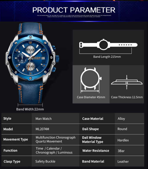 *** Megir Brand**( 2074 ) Top Watch* New Generation Luxury Men * Wristwatch CHRONOGRAPH * 6 HANDS *