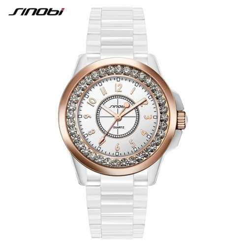 -***$59* --***LADIES **SWAROVSKI CRYSTAL ENCRUSTED ~SINOBI~GOLD/WHITE  QUARTZ Watch -
