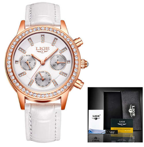Lige 9812 - Ladies Lovely  Watch * 6 HANDS* Box,Book, & Papers ** White
