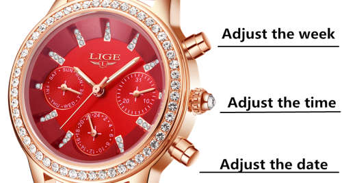 Lige 9812 - Ladies Lovely  Watch * 6 HANDS* Box,Book, & Papers ** White