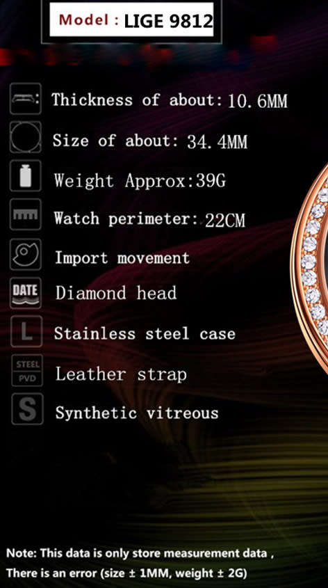 Lige 9812 - Ladies Lovely  Watch * 6 HANDS* Box,Book, & Papers ** White