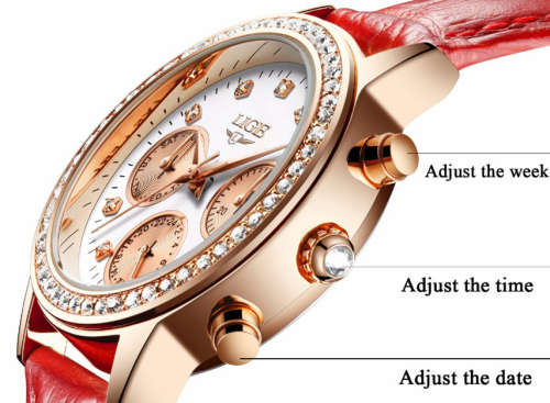 Lige 9812 - Ladies Lovely  Watch * 6 HANDS* Box,Book, & Papers ** White